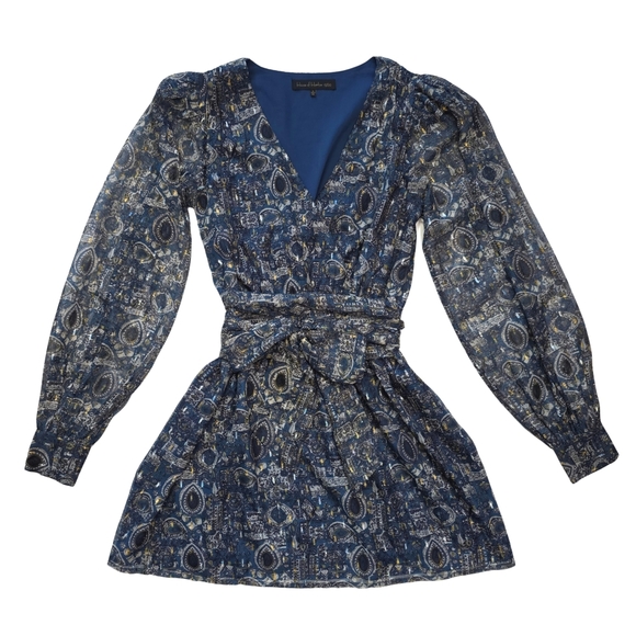 House of Harlow 1960 Dresses & Skirts - House of Harlow 1960 "Alba" Blue Mosaic Surplice Mini Dress | Size XS |